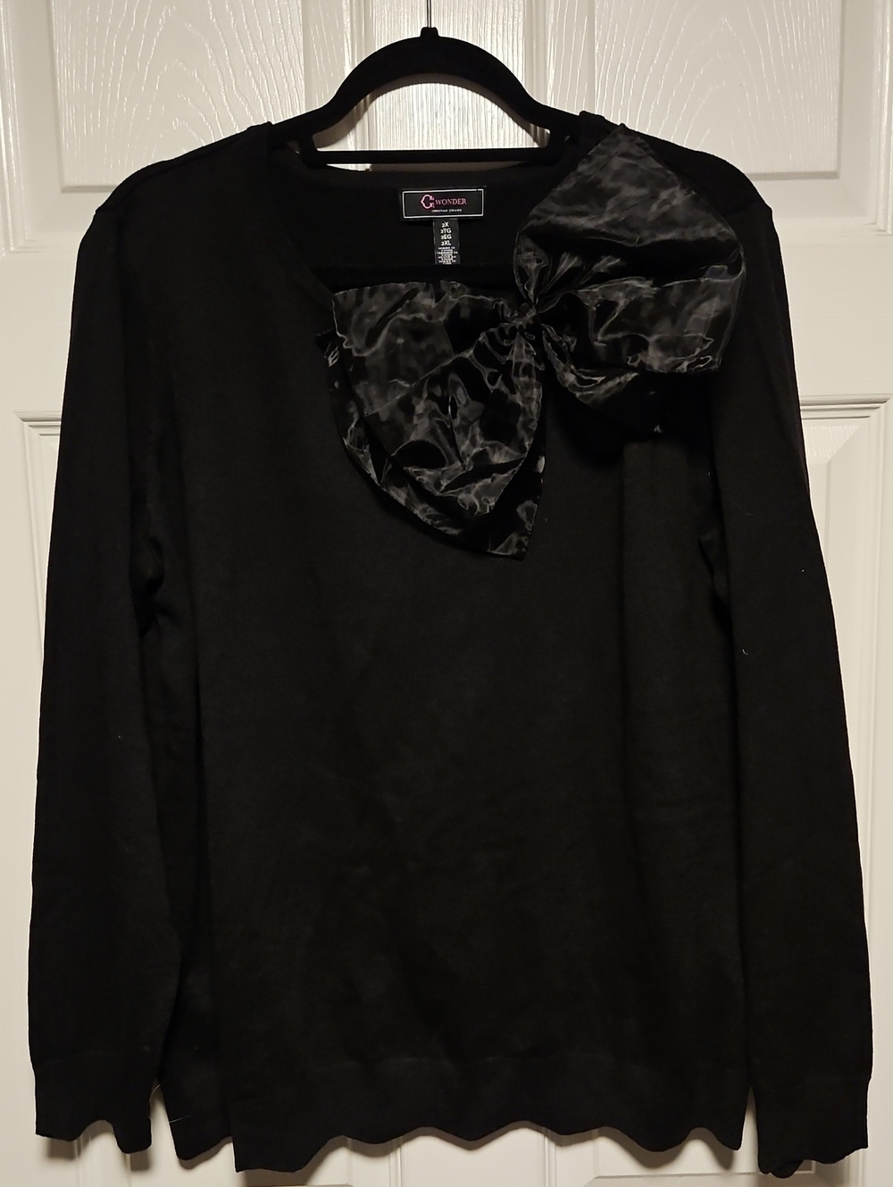 C Wonder Long-Sleeve Sweater with Organza Bow